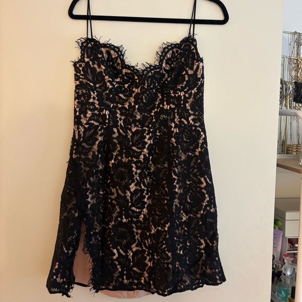 Free People Black Lace Overlay Dress